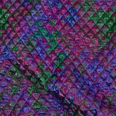 Metallic Green, Blue and Fuchsia Diamond Quilted Luxury Brocade Metallic Green, Blue and Fuchsia Diamond Quilted Luxury Brocade