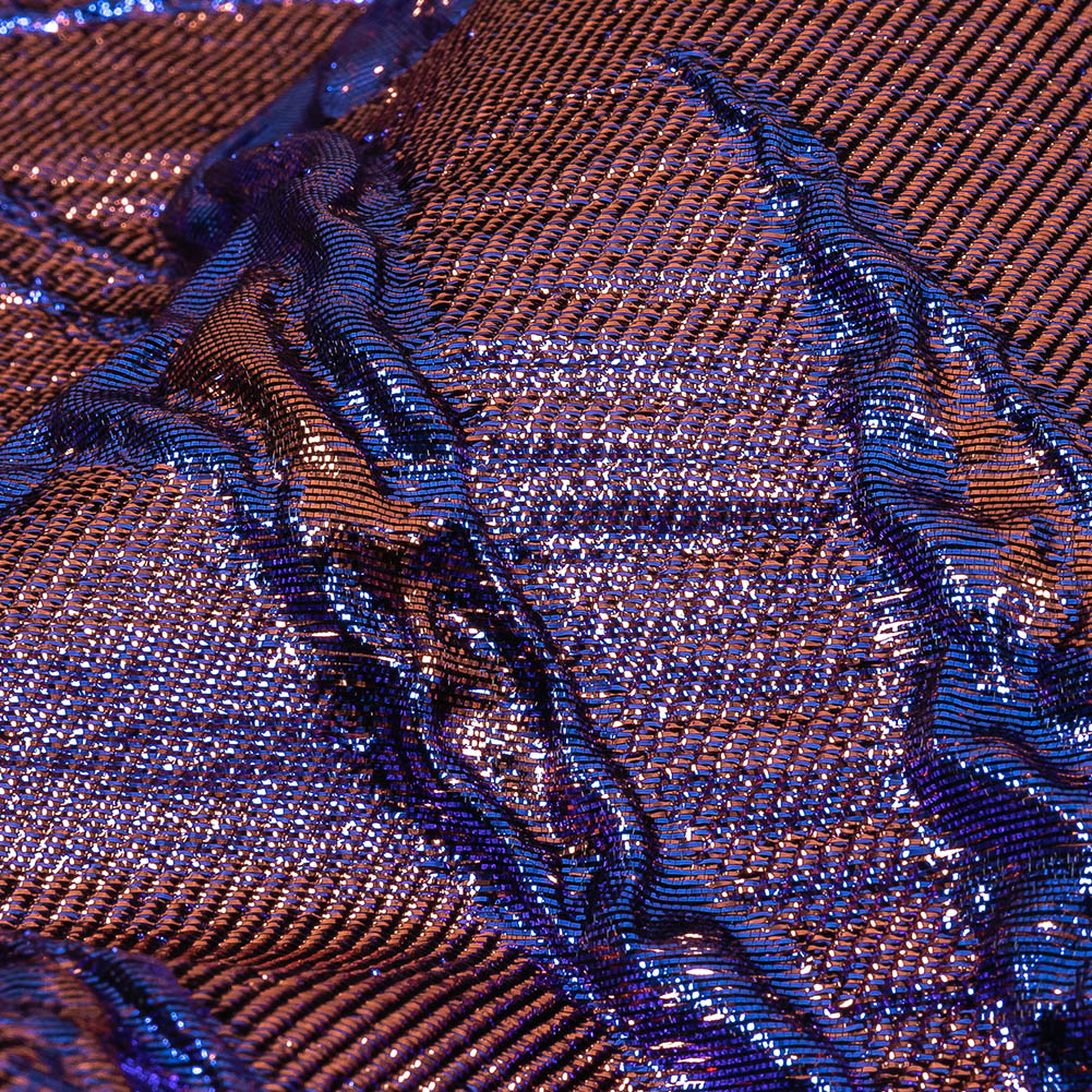 Metallic Iridescent Rose Gold and Bright Blue Floral Luxury Brocade Metallic Iridescent Rose Gold and Bright Blue Floral Luxury Brocade