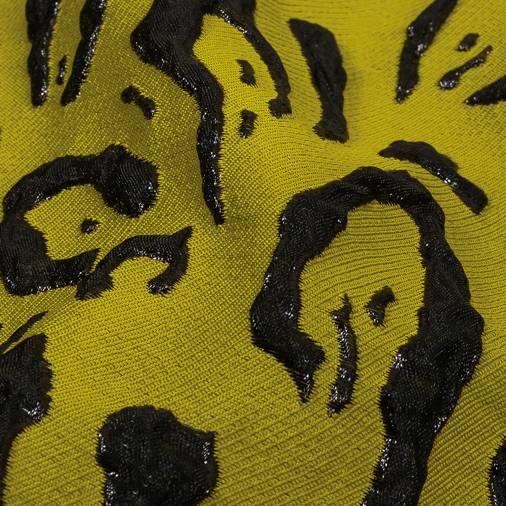 Metallic Black and Mustard Animal Spots Luxury Brocade Metallic Black and Mustard Animal Spots Luxury Brocade