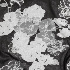 Metallic Black and White Floral Luxury Burnout Brocade Metallic Black and White Floral Luxury Burnout Brocade