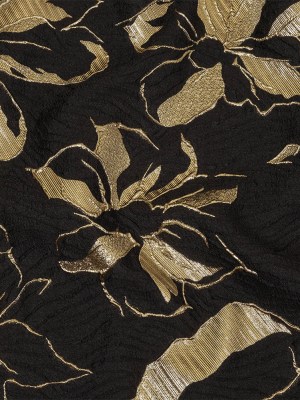 Metallic Gold and Black Floral Border Print Luxury Brocade Metallic Gold and Black Floral Border Print Luxury Brocade