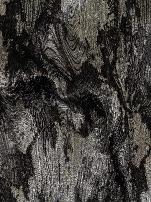 Metallic Silver and Black Wood Grain Luxury Plisse Brocade Metallic Silver and Black Wood Grain Luxury Plisse Brocade