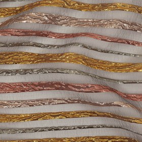 Metallic Rose, Silver and Gold Fading Lines Luxury Organza Brocade Metallic Rose, Silver and Gold Fading Lines Luxury Organza Brocade