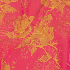 Neon Pink and Yellow Distressed Roses Luxury Brocade Neon Pink and Yellow Distressed Roses Luxury Brocade