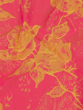 Neon Pink and Yellow Distressed Roses Luxury Brocade Neon Pink and Yellow Distressed Roses Luxury Brocade