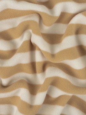 Natural and White Striped Recycled Polyester Stretch Knit Fleece Natural and White Striped Recycled Polyester Stretch Knit Fleece