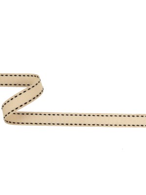 Beige Grosgrain Ribbon with Two Row Delicioso Stitching Detail – 0.5625″ Beige Grosgrain Ribbon with Two Row Delicioso Stitching Detail – 0.5625″