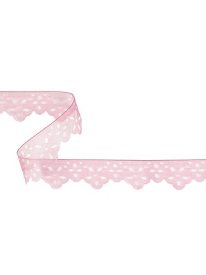 Shimmering Pink Scalloped Burnout Organza Trim – 1″ Shimmering Pink Scalloped Burnout Organza Trim – 1″