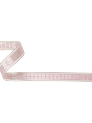 Pale Pink Windowpane Checks and Sheer Borders Woven Ribbon – 0.625″ Pale Pink Windowpane Checks and Sheer Borders Woven Ribbon – 0.625″