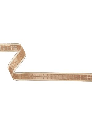 Gilded Beige Windowpane Checks and Sheer Borders Woven Ribbon – 0.625″ Gilded Beige Windowpane Checks and Sheer Borders Woven Ribbon – 0.625″