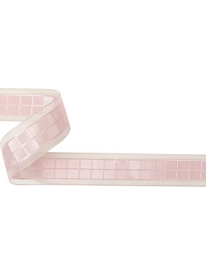 Pale Pink Windowpane Checks and Sheer Borders Woven Ribbon – 1″ Pale Pink Windowpane Checks and Sheer Borders Woven Ribbon – 1″
