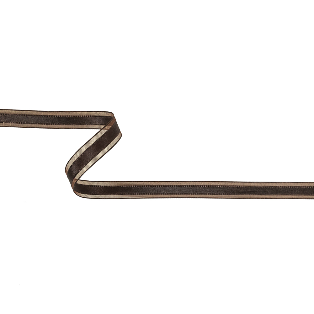 Fudge Woven Ribbon with Sheer Organza Borders – 0.5″ Fudge Woven Ribbon with Sheer Organza Borders – 0.5″