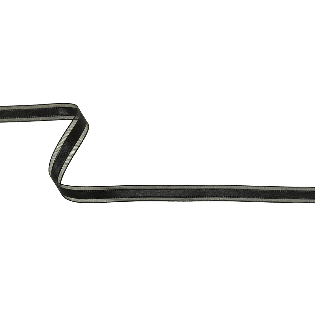 Black Woven Ribbon with Sheer Organza Borders – 0.5″ Black Woven Ribbon with Sheer Organza Borders – 0.5″