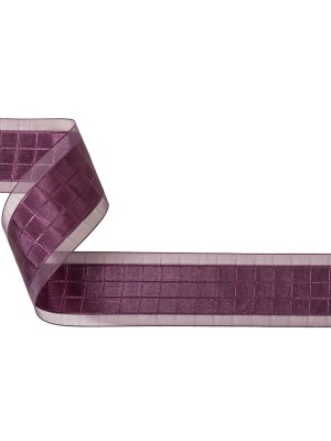 Plum Windowpane Checks and Sheer Borders Woven Ribbon – 1.5″ Plum Windowpane Checks and Sheer Borders Woven Ribbon – 1.5″