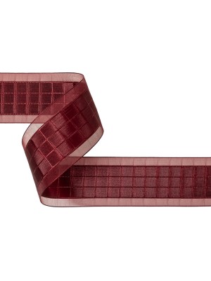 Wine Red Windowpane Checks and Sheer Borders Woven Ribbon – 1.5″ Wine Red Windowpane Checks and Sheer Borders Woven Ribbon – 1.5″