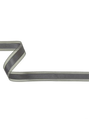 Folkstone Gray Woven Ribbon with Sheer Organza Borders – 0.75″ Folkstone Gray Woven Ribbon with Sheer Organza Borders – 0.75″