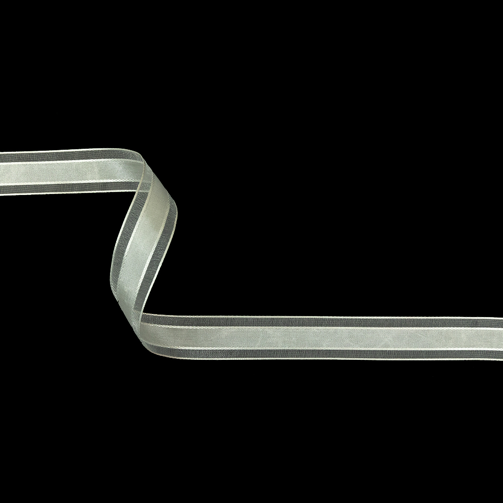 Brilliant White Woven Ribbon with Sheer Organza Borders – 0.75″ Brilliant White Woven Ribbon with Sheer Organza Borders – 0.75″