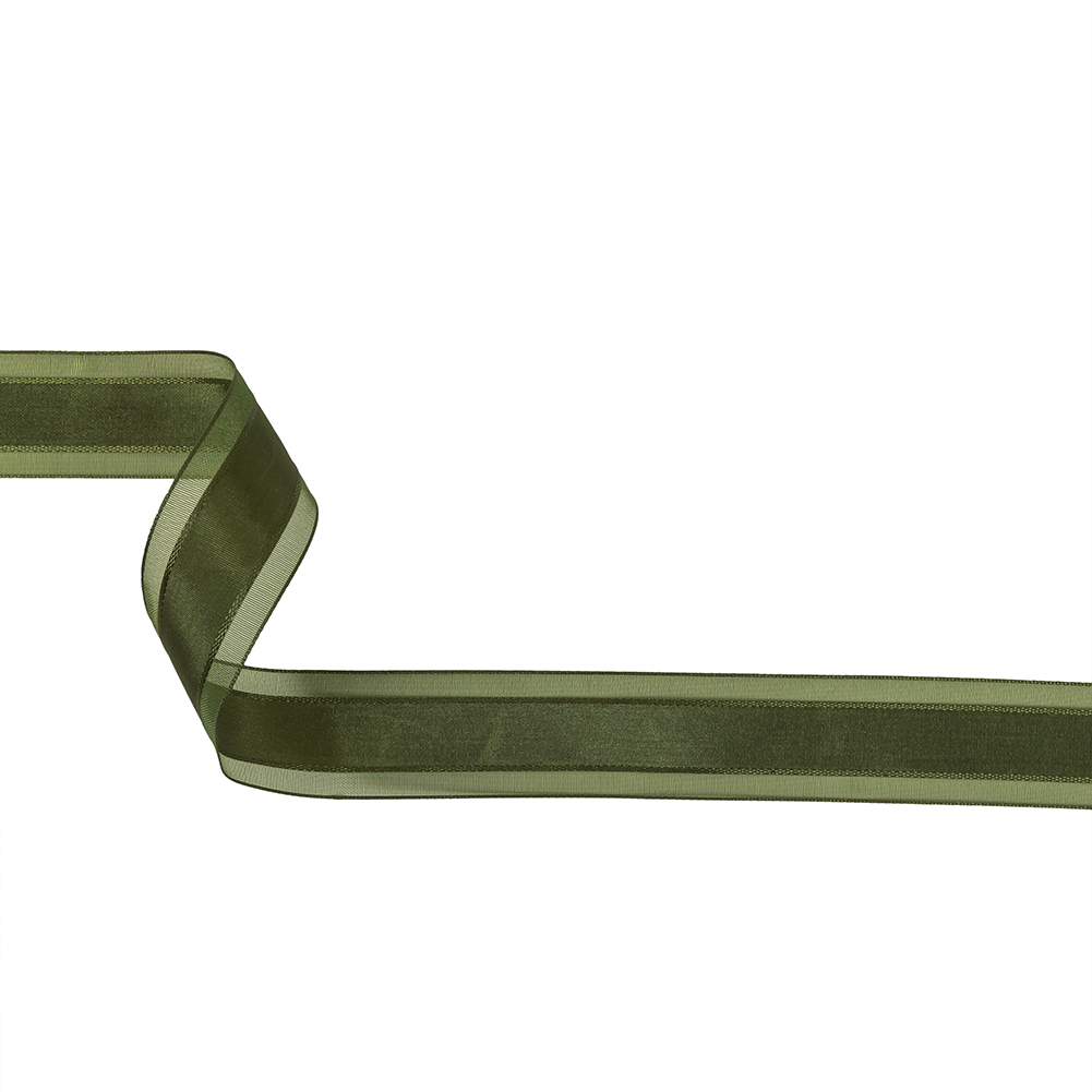 Cypress Woven Ribbon with Sheer Organza Borders – 1″ Cypress Woven Ribbon with Sheer Organza Borders – 1″