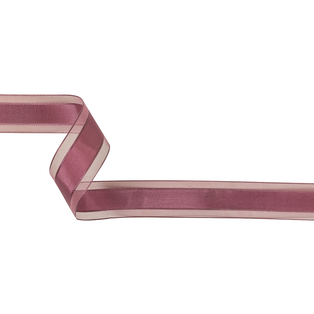 Amaranth Woven Ribbon with Sheer Organza Borders – 1″ Amaranth Woven Ribbon with Sheer Organza Borders – 1″
