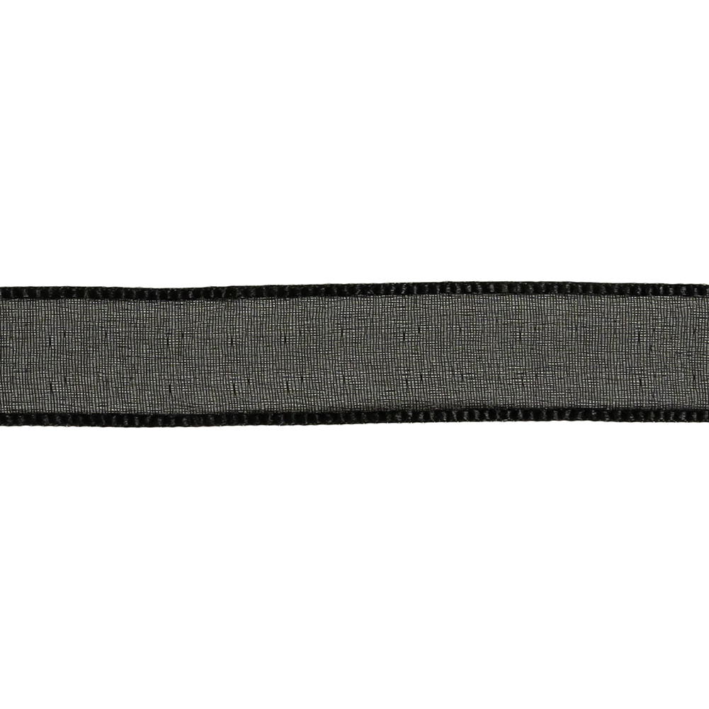 Black Shimmering Organza Ribbon with Woven Edges - 0.75"