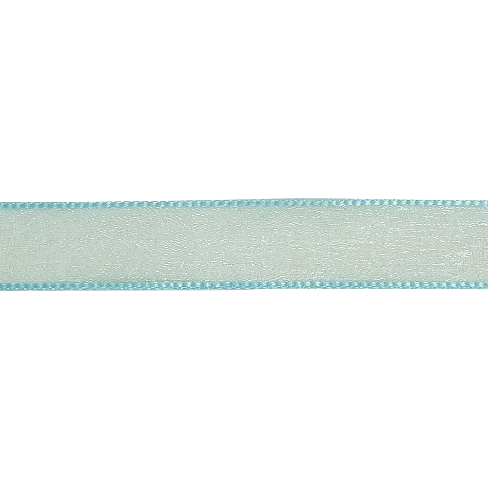 Sky Blue Shimmering Organza Ribbon with Woven Edges - 0.75"