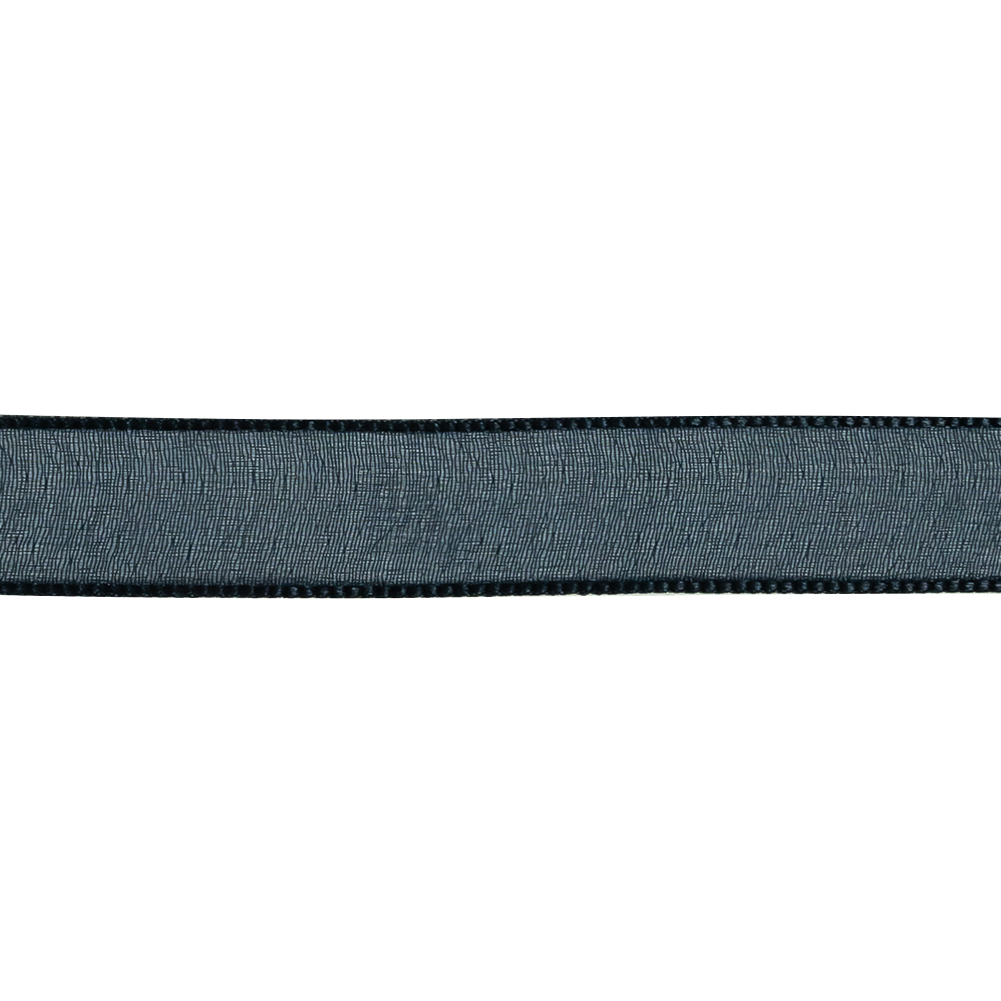 Navy Shimmering Organza Ribbon with Woven Edges - 0.75"
