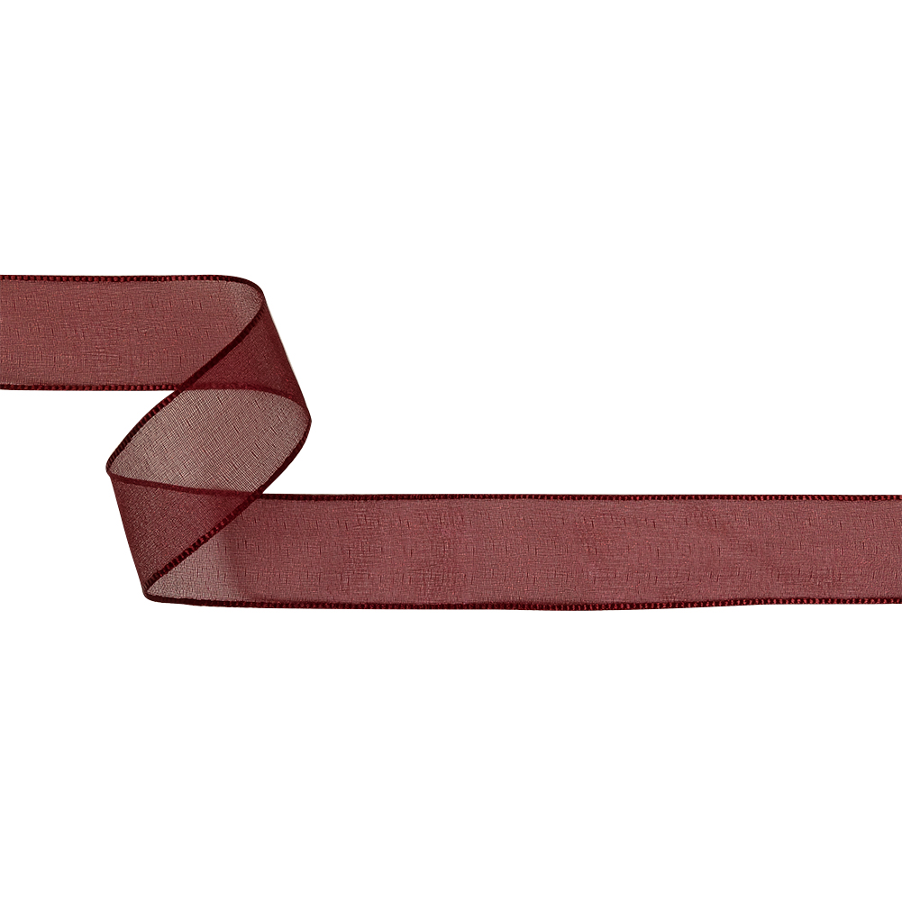 Wine Shimmering Organza Ribbon with Woven Edges – 1.125″ Wine Shimmering Organza Ribbon with Woven Edges – 1.125″