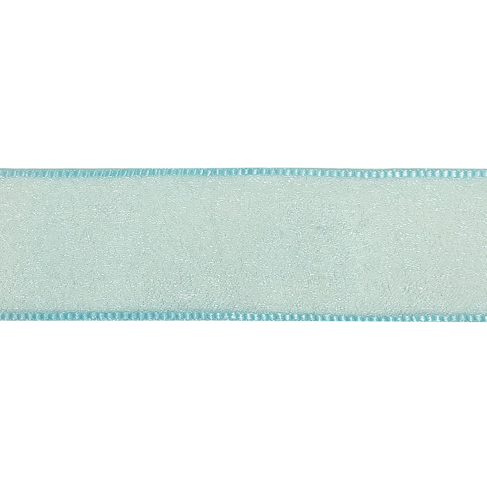 Sky Blue Shimmering Organza Ribbon with Woven Edges - 1.125"