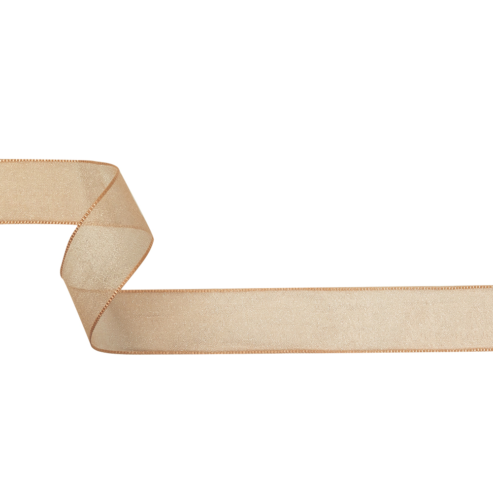 Peach Shimmering Organza Ribbon with Woven Edges – 1.125″ Peach Shimmering Organza Ribbon with Woven Edges – 1.125″