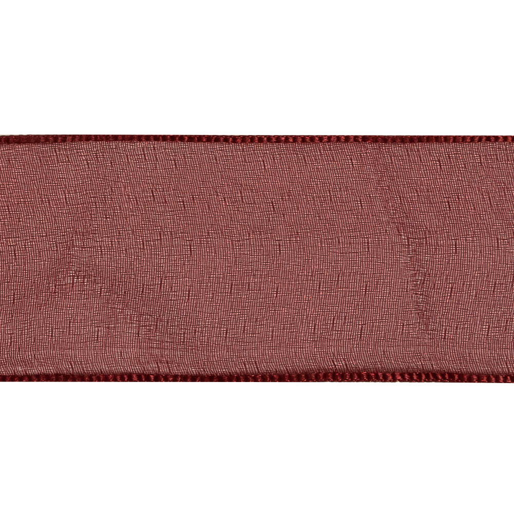 Wine Shimmering Organza Ribbon with Woven Edges - 1.5"