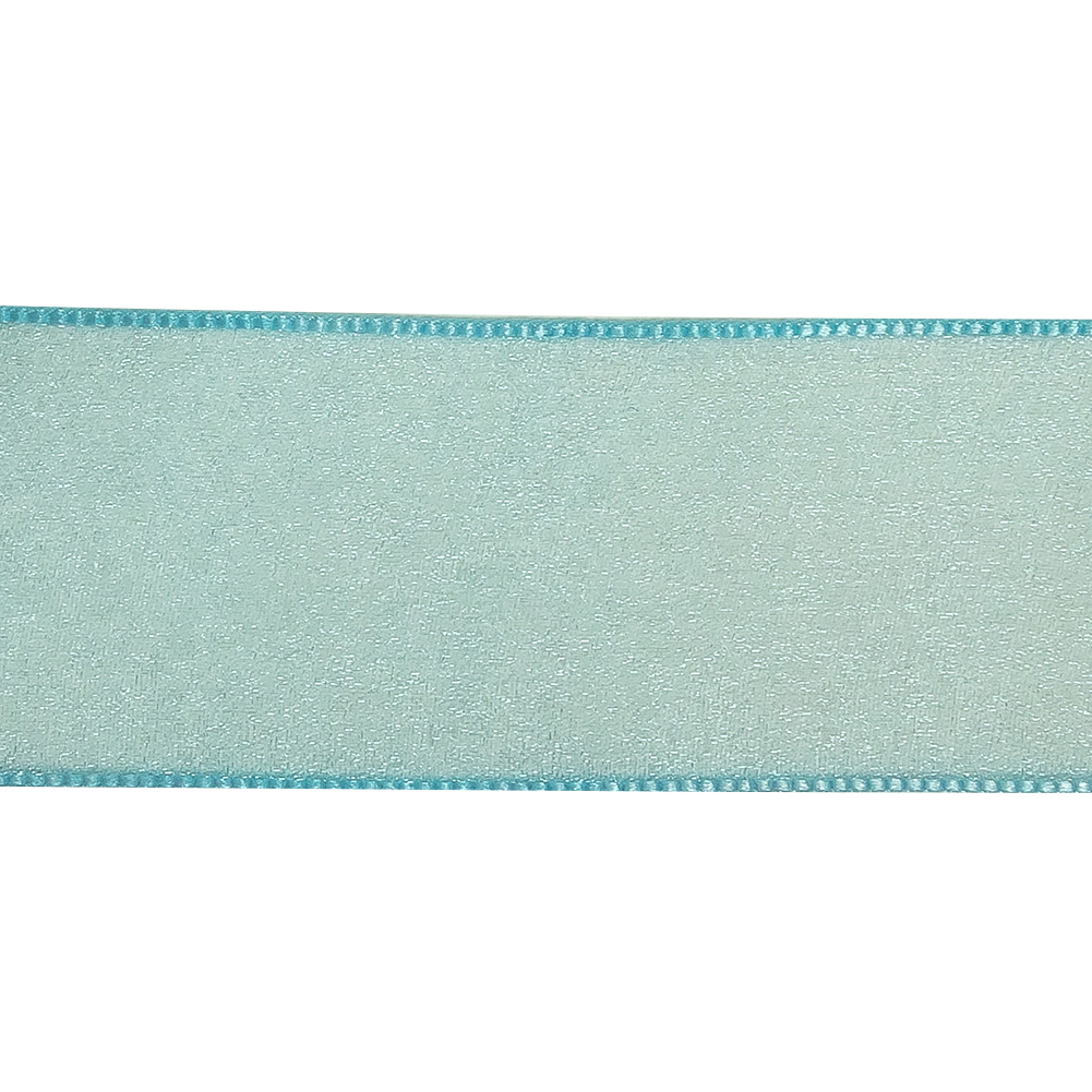 Sky Blue Shimmering Organza Ribbon with Woven Edges - 1.5"