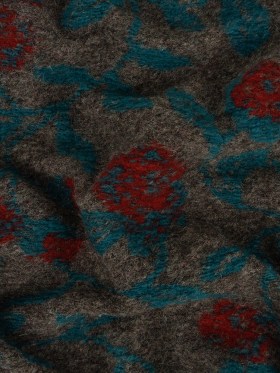Teal, Red Alert and Heathered Gray Rose Vines Fuzzy Wool Knit Teal, Red Alert and Heathered Gray Rose Vines Fuzzy Wool Knit