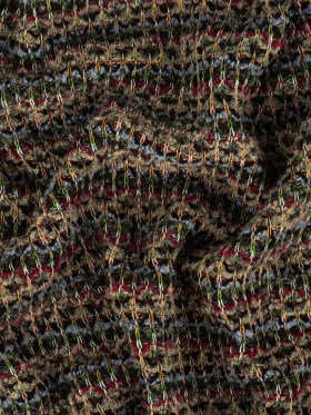 Fuchsia, Goblin Blue and Gray Boucle Stripes Chunky Wool Knit Fuchsia, Goblin Blue and Gray Boucle Stripes Chunky Wool Knit