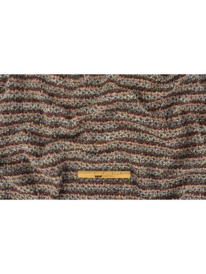 Red, Coral and Gray Striped Boucle Wool Knit with Clear Baby Sequins Red, Coral and Gray Striped Boucle Wool Knit with Clear Baby Sequins