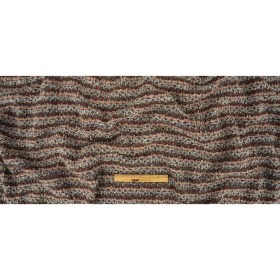 Red, Coral and Gray Striped Boucle Wool Knit with Clear Baby Sequins Red, Coral and Gray Striped Boucle Wool Knit with Clear Baby Sequins