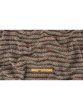 Red, Coral and Gray Striped Boucle Wool Knit with Clear Baby Sequins Red, Coral and Gray Striped Boucle Wool Knit with Clear Baby Sequins