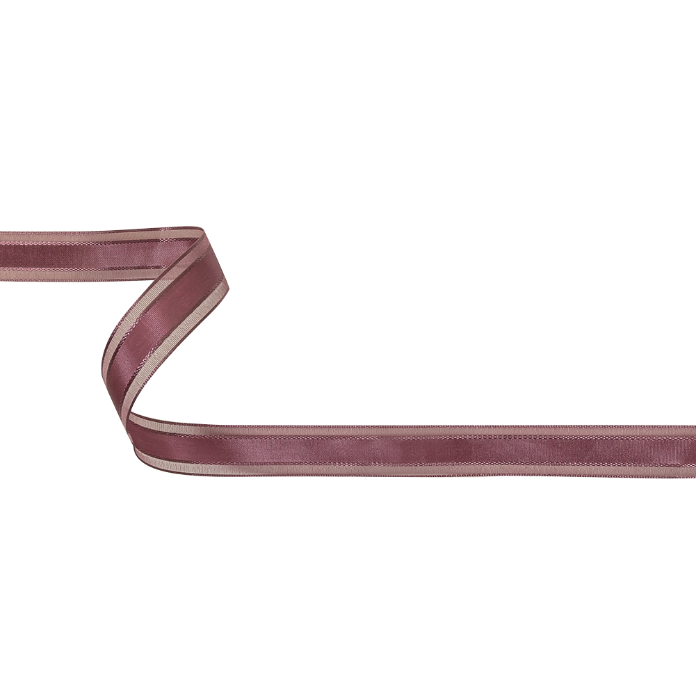 Amaranth Woven Ribbon with Sheer Organza Borders – 0.75″ Amaranth Woven Ribbon with Sheer Organza Borders – 0.75″