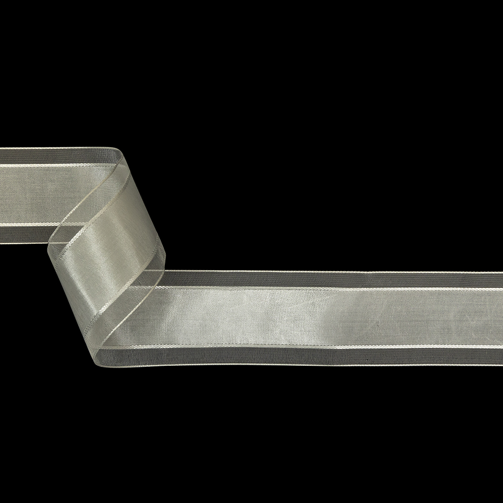 Brilliant White Woven Ribbon with Sheer Organza Borders – 1.5″ Brilliant White Woven Ribbon with Sheer Organza Borders – 1.5″