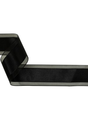 Black Woven Ribbon with Sheer Organza Borders – 1.5″ Black Woven Ribbon with Sheer Organza Borders – 1.5″