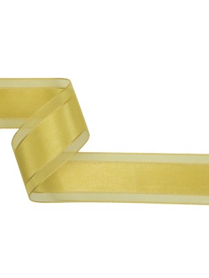 Yellow Woven Ribbon with Sheer Organza Borders – 1.5″ Yellow Woven Ribbon with Sheer Organza Borders – 1.5″
