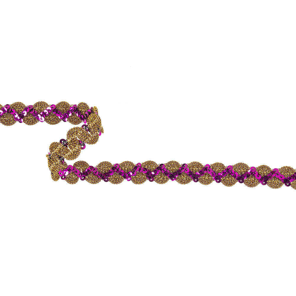 Metallic Purple and Gold Zig Zag Sequins Ric Rac Trim – 0.625″ Metallic Purple and Gold Zig Zag Sequins Ric Rac Trim – 0.625″