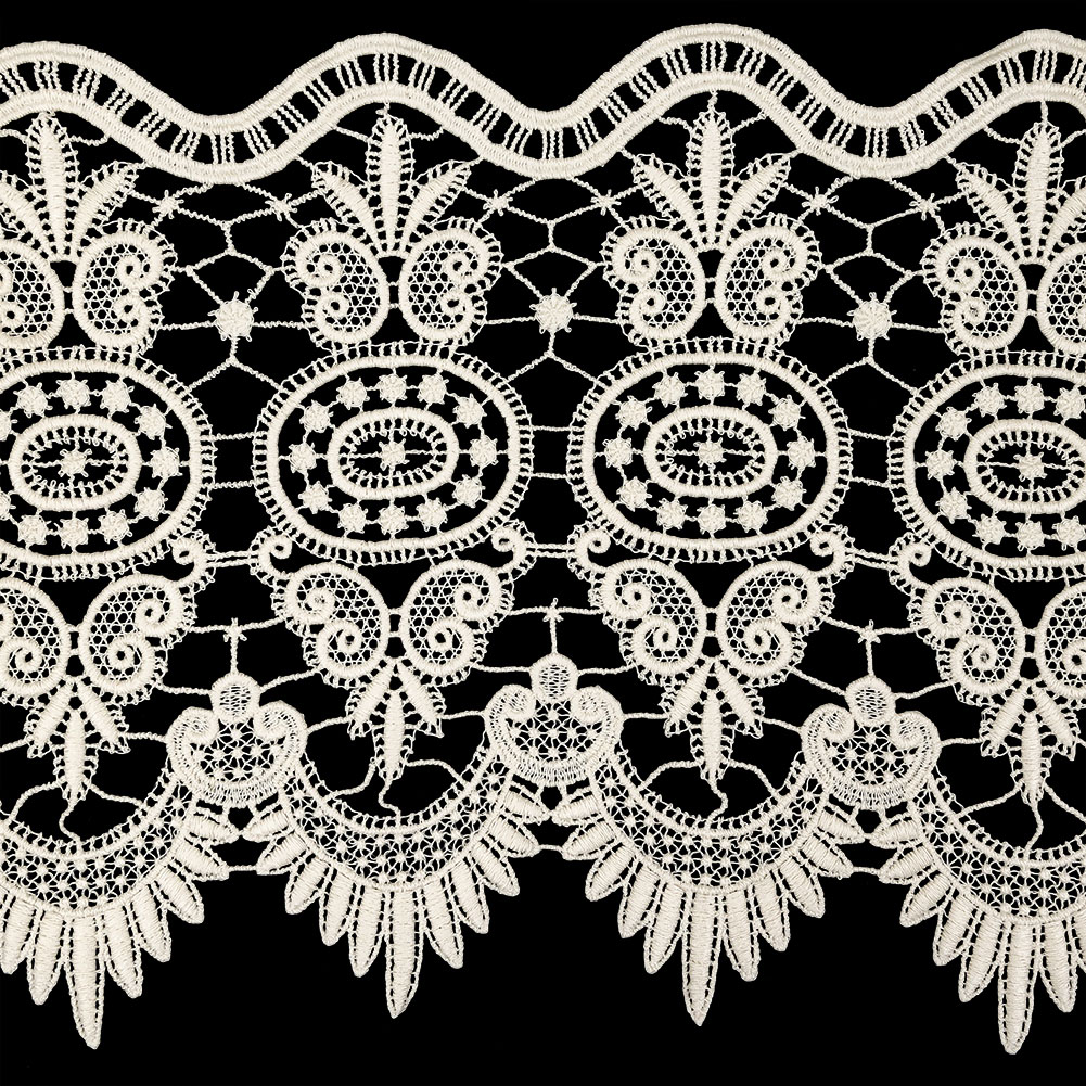 Eggnog Medallions and Leaves Guipure Lace Trim – 10″ Eggnog Medallions and Leaves Guipure Lace Trim – 10″