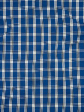 Famous Designer Italian Blue and White Plaid Viscose and Linen Woven Famous Designer Italian Blue and White Plaid Viscose and Linen Woven