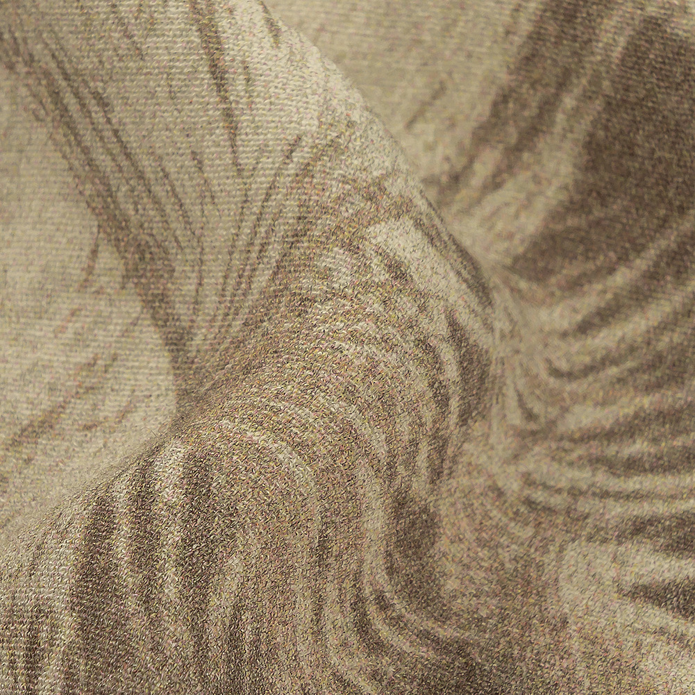 Italian White and Taupe Palm Trees Rayon Crepe Italian White and Taupe Palm Trees Rayon Crepe