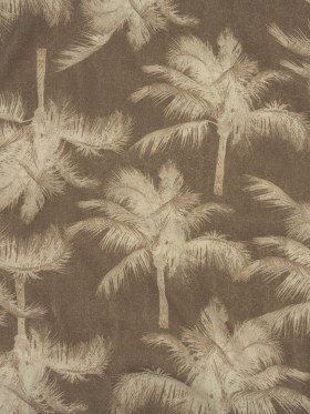 Italian White and Taupe Palm Trees Rayon Crepe Italian White and Taupe Palm Trees Rayon Crepe