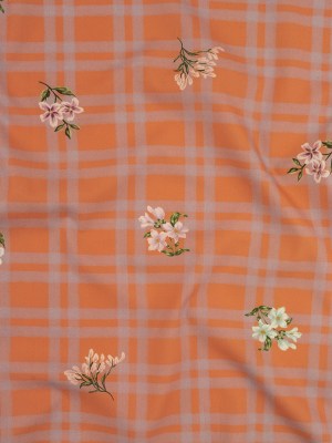 Cotton Poplin Print – Orange and Lilac Plaid and Floral – Mood Exclusive Park Date Cotton Poplin Print – Orange and Lilac Plaid and Floral – Mood Exclusive Park Date