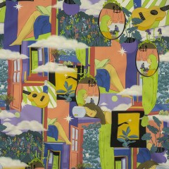 Stretch Cotton Poplin Print – Purple and Lime Relaxing Vignettes – Mood Exclusive Unplugged Stretch Cotton Poplin Print – Purple and Lime Relaxing Vignettes – Mood Exclusive Unplugged