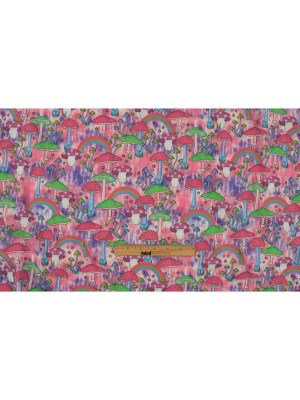 Stretch Cotton Poplin Print – Pink, Green and Blue Mushrooms and Rainbows – Mood Exclusive Magic Mushrooms Stretch Cotton Poplin Print – Pink, Green and Blue Mushrooms and Rainbows – Mood Exclusive Magic Mushrooms