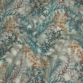 Cotton Gauze – Blue Plants and Florals – Mood Exclusive Storybook Illustrations Print Cotton Gauze – Blue Plants and Florals – Mood Exclusive Storybook Illustrations Print