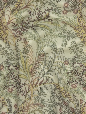 Cotton Gauze – Tea Green Plants and Florals – Mood Exclusive Storybook Illustrations Print Cotton Gauze – Tea Green Plants and Florals – Mood Exclusive Storybook Illustrations Print